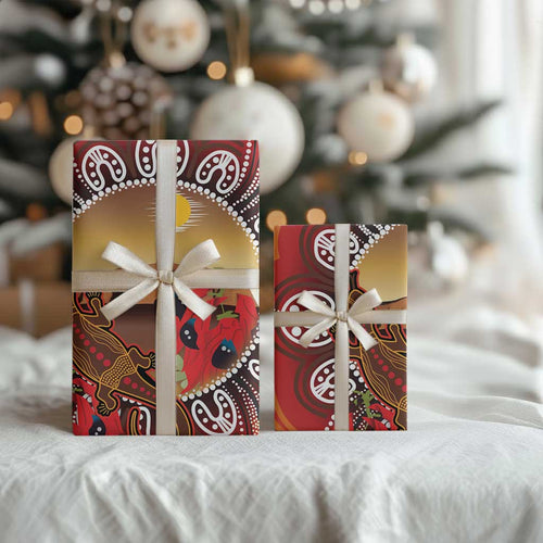 Indigenous Goanna Australia Wrapping Paper Aussie Uluru Ayers Rock Sturt's Desert Pea