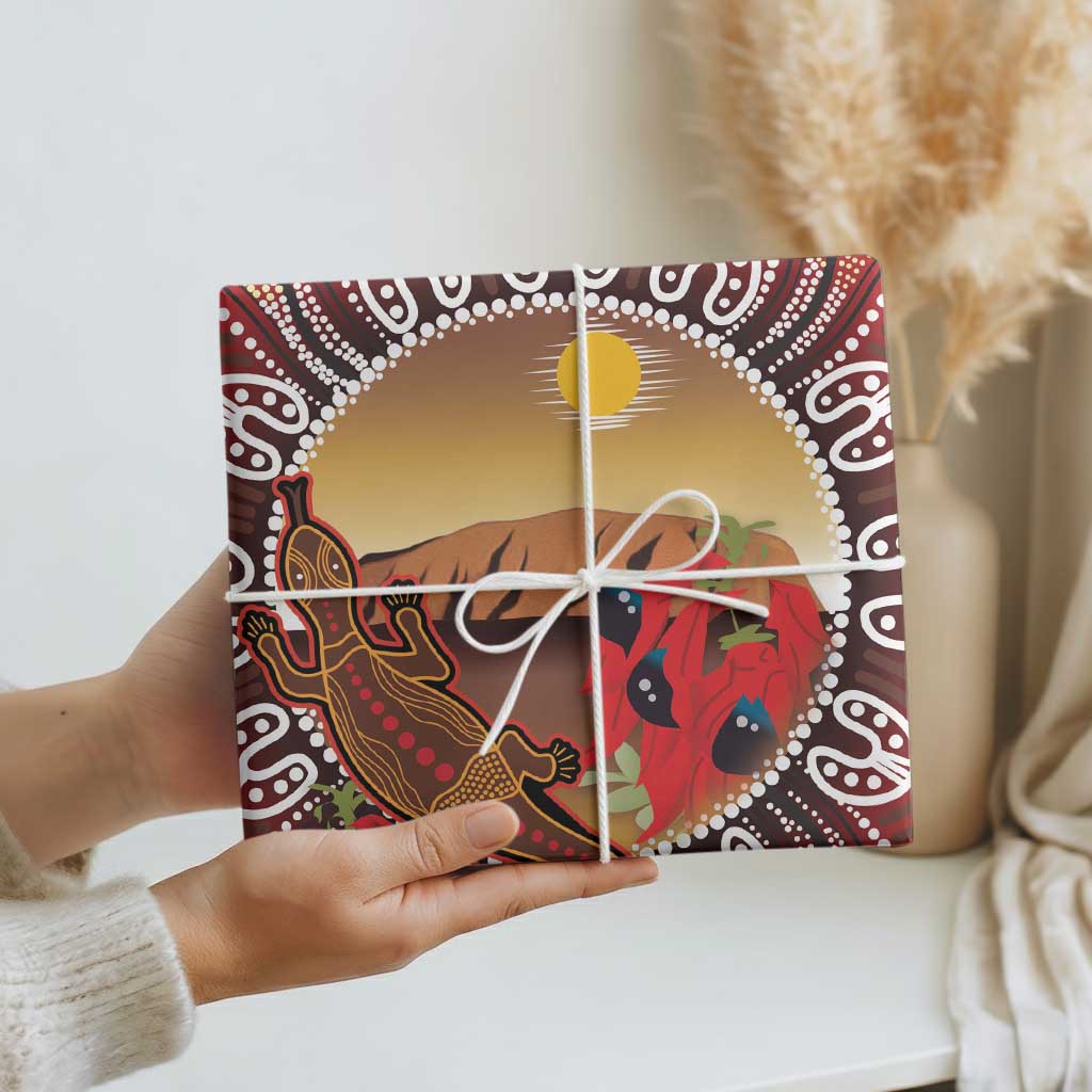 Indigenous Goanna Australia Wrapping Paper Aussie Uluru Ayers Rock Sturt's Desert Pea
