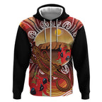 Indigenous Goanna Australia Zip Hoodie Aussie Uluru Ayers Rock Sturt's Desert Pea