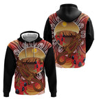 Indigenous Goanna Australia Zip Hoodie Aussie Uluru Ayers Rock Sturt's Desert Pea