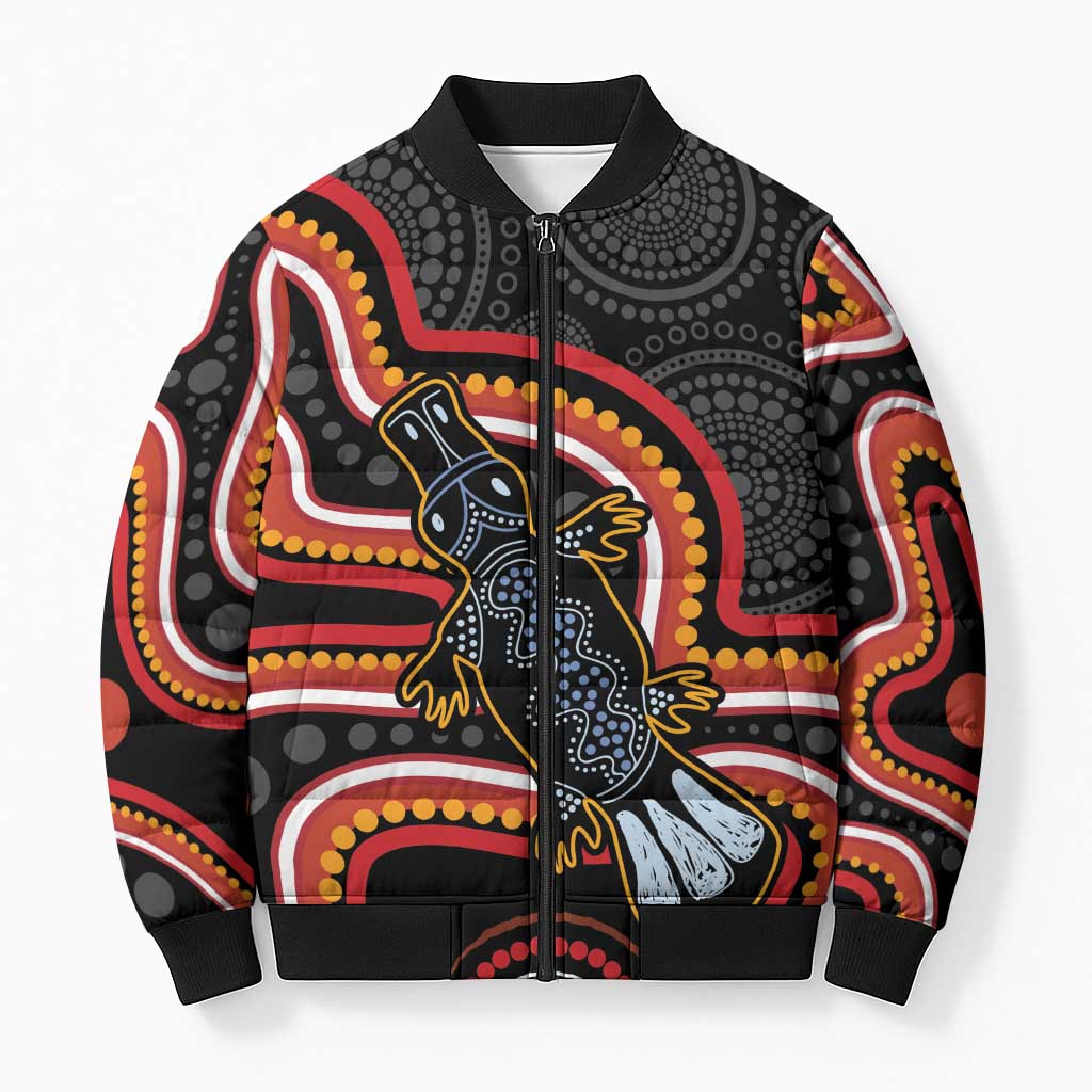 Indigenous Platypus Australia Bomber Puffer Jacket Australian Aboriginal Art Proud