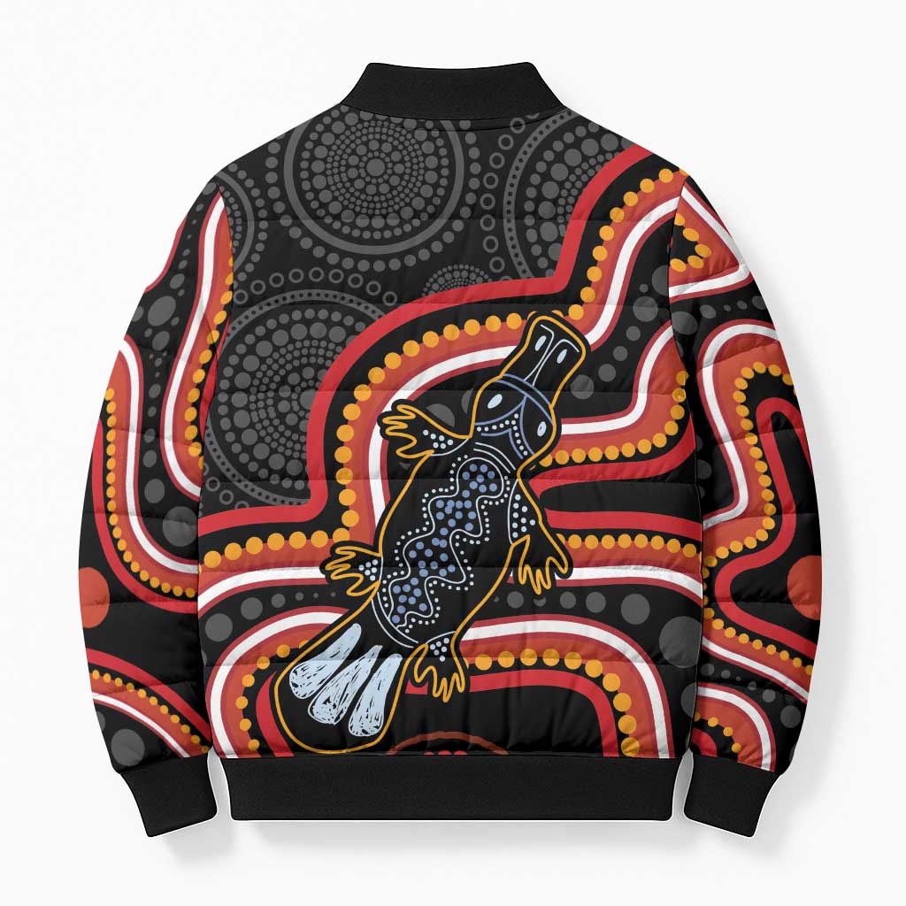 Indigenous Platypus Australia Bomber Puffer Jacket Australian Aboriginal Art Proud