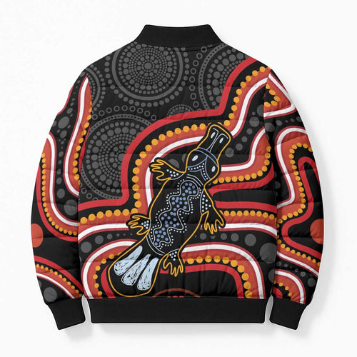 Indigenous Platypus Australia Bomber Puffer Jacket Australian Aboriginal Art Proud