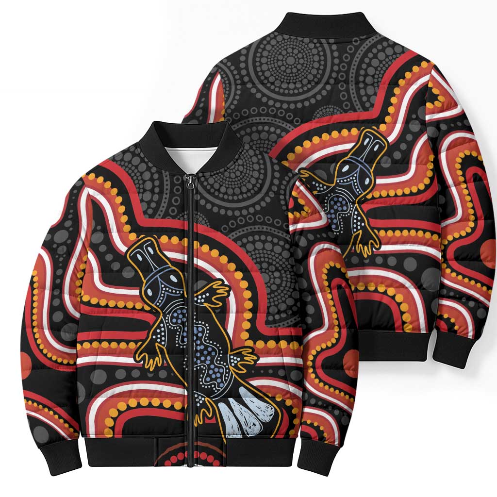Indigenous Platypus Australia Bomber Puffer Jacket Australian Aboriginal Art Proud