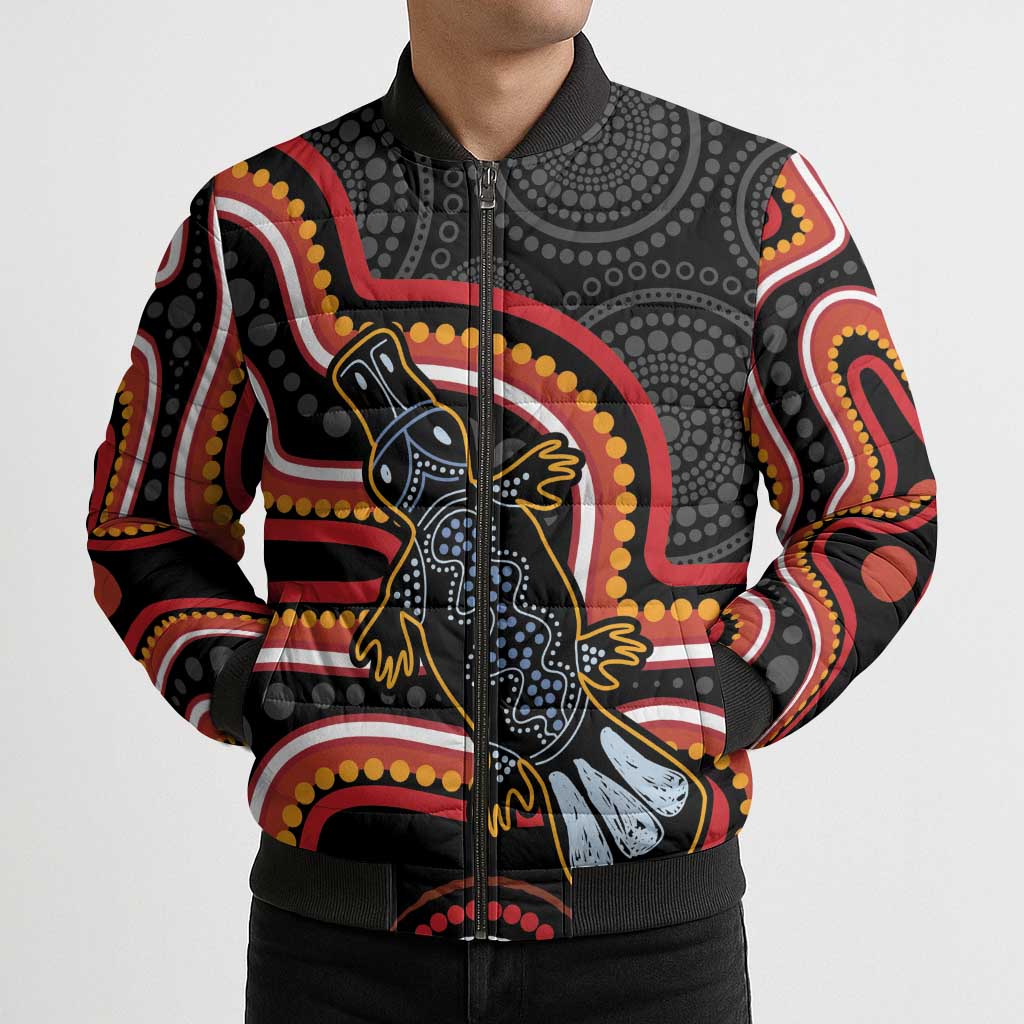 Indigenous Platypus Australia Bomber Puffer Jacket Australian Aboriginal Art Proud