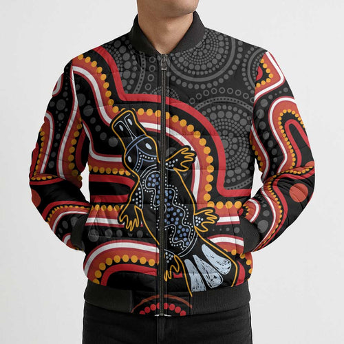 Indigenous Platypus Australia Bomber Puffer Jacket Australian Aboriginal Art Proud