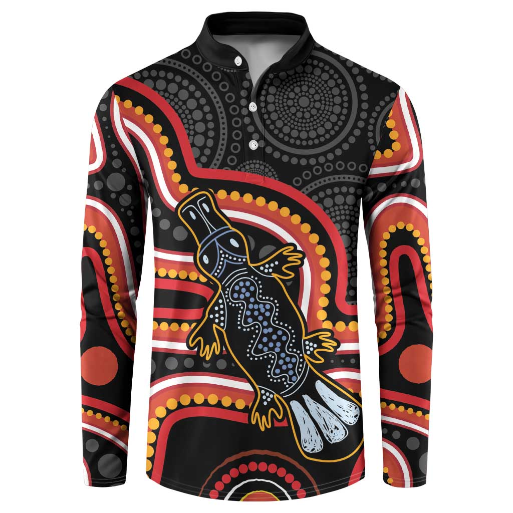 Indigenous Platypus Australia Button Sweatshirt Australian Aboriginal Art Proud