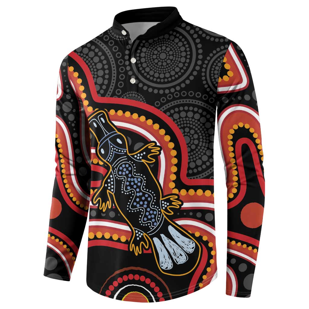Indigenous Platypus Australia Button Sweatshirt Australian Aboriginal Art Proud