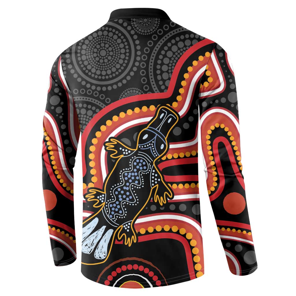 Indigenous Platypus Australia Button Sweatshirt Australian Aboriginal Art Proud
