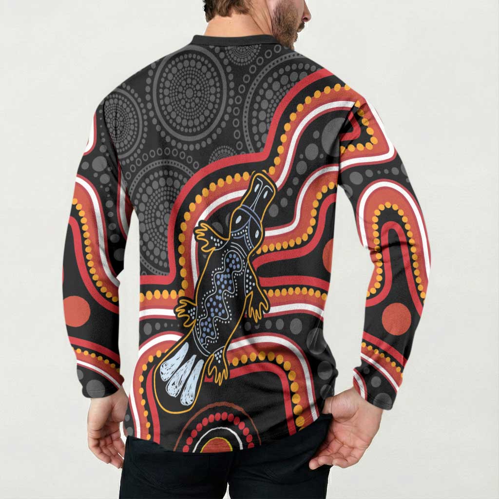 Indigenous Platypus Australia Button Sweatshirt Australian Aboriginal Art Proud