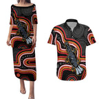 Indigenous Platypus Australia Couples Matching Puletasi and Hawaiian Shirt Australian Aboriginal Art Proud