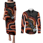 Indigenous Platypus Australia Couples Matching Puletasi and Long Sleeve Button Shirt Australian Aboriginal Art Proud