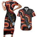 Indigenous Platypus Australia Couples Matching Short Sleeve Bodycon Dress and Hawaiian Shirt Australian Aboriginal Art Proud