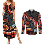 Indigenous Platypus Australia Couples Matching Summer Maxi Dress and Long Sleeve Button Shirt Australian Aboriginal Art Proud