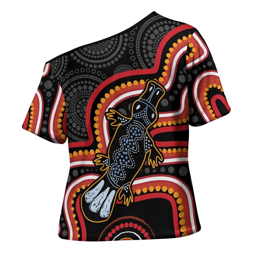 Indigenous Platypus Australia Cross Shoulder Shirt Australian Aboriginal Art Proud