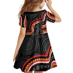 Indigenous Platypus Australia Family Matching Off Shoulder Maxi Dress and Hawaiian Shirt Australian Aboriginal Art Proud