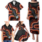 Indigenous Platypus Australia Family Matching Puletasi and Hawaiian Shirt Australian Aboriginal Art Proud