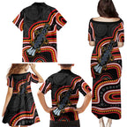 Indigenous Platypus Australia Family Matching Puletasi and Hawaiian Shirt Australian Aboriginal Art Proud