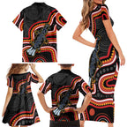 Indigenous Platypus Australia Family Matching Short Sleeve Bodycon Dress and Hawaiian Shirt Australian Aboriginal Art Proud