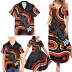 Indigenous Platypus Australia Family Matching Summer Maxi Dress and Hawaiian Shirt Australian Aboriginal Art Proud