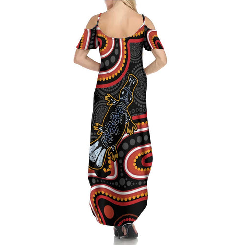 Indigenous Platypus Australia Family Matching Summer Maxi Dress and Hawaiian Shirt Australian Aboriginal Art Proud