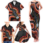 Indigenous Platypus Australia Family Matching Tank Maxi Dress and Hawaiian Shirt Australian Aboriginal Art Proud
