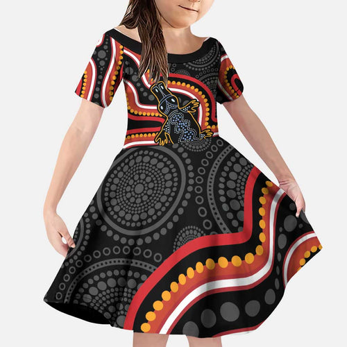 Indigenous Platypus Australia Family Matching Tank Maxi Dress and Hawaiian Shirt Australian Aboriginal Art Proud