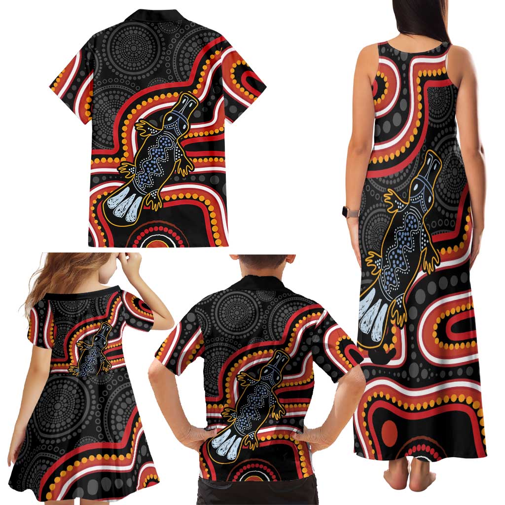 Indigenous Platypus Australia Family Matching Tank Maxi Dress and Hawaiian Shirt Australian Aboriginal Art Proud