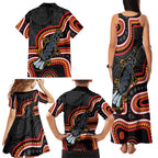 Indigenous Platypus Australia Family Matching Tank Maxi Dress and Hawaiian Shirt Australian Aboriginal Art Proud