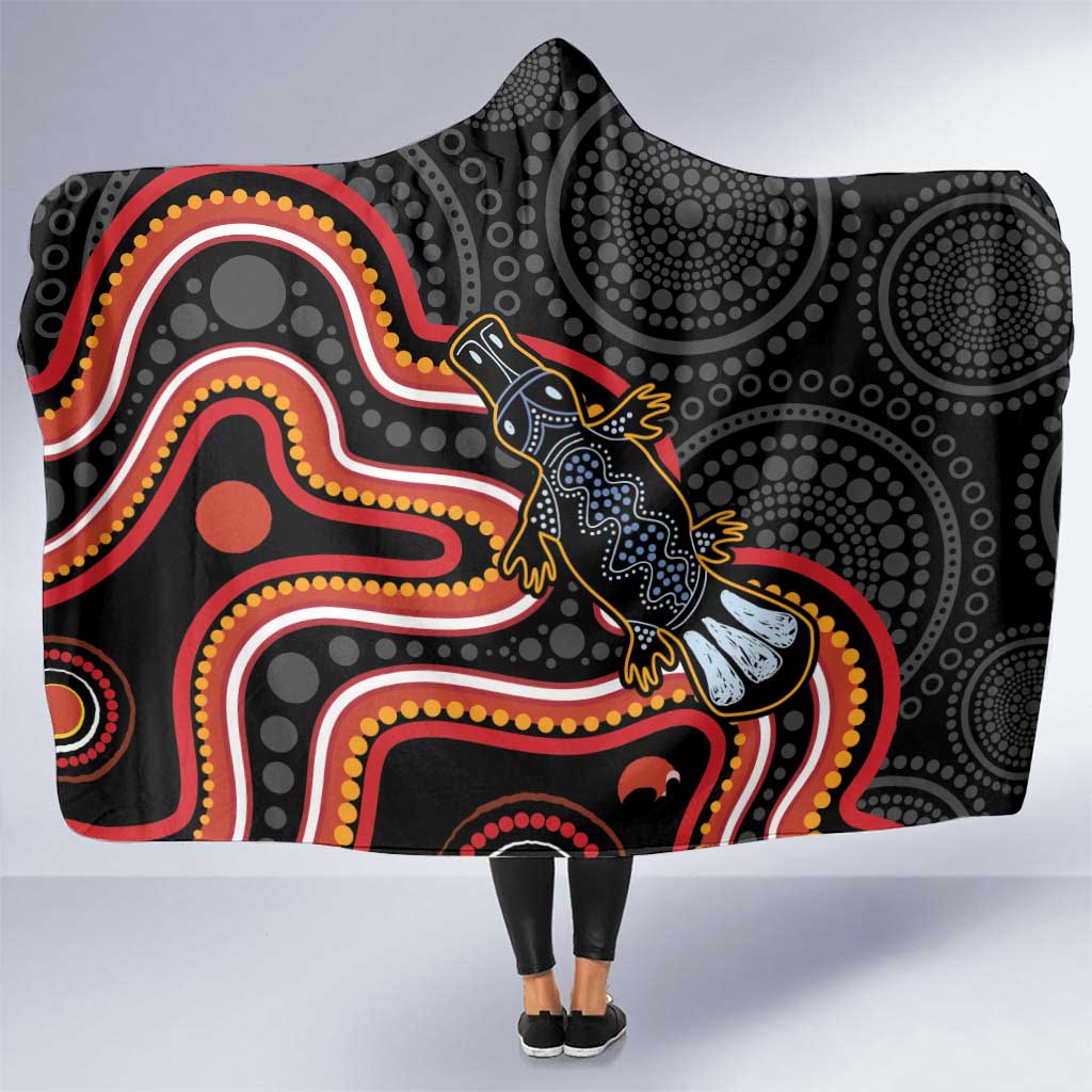 Indigenous Platypus Australia Hooded Blanket Australian Aboriginal Art Proud