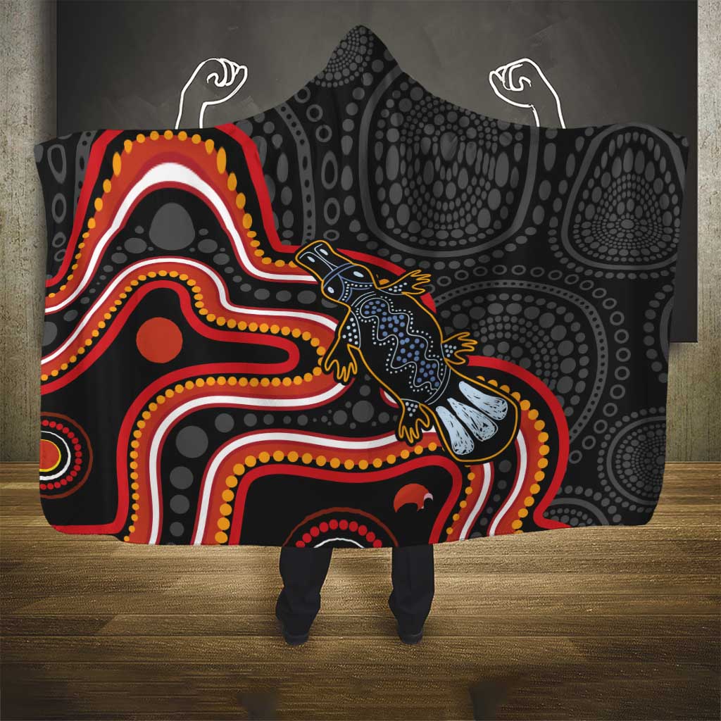 Indigenous Platypus Australia Hooded Blanket Australian Aboriginal Art Proud