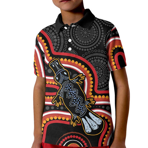Indigenous Platypus Australia Kid Polo Shirt Australian Aboriginal Art Proud