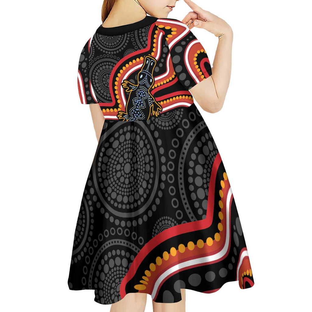 Indigenous Platypus Australia Kid Short Sleeve Dress Australian Aboriginal Art Proud