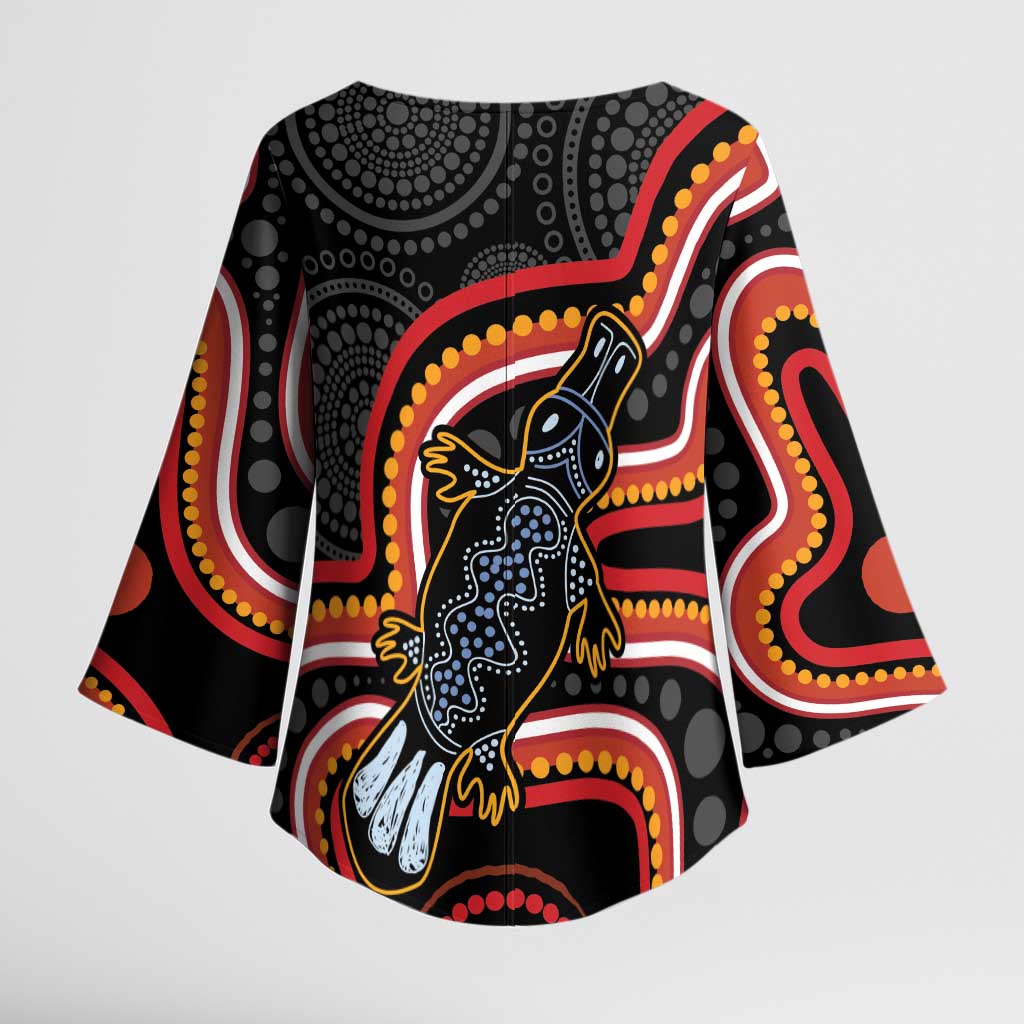 Indigenous Platypus Australia Kimono Sleeve Blouse Australian Aboriginal Art Proud