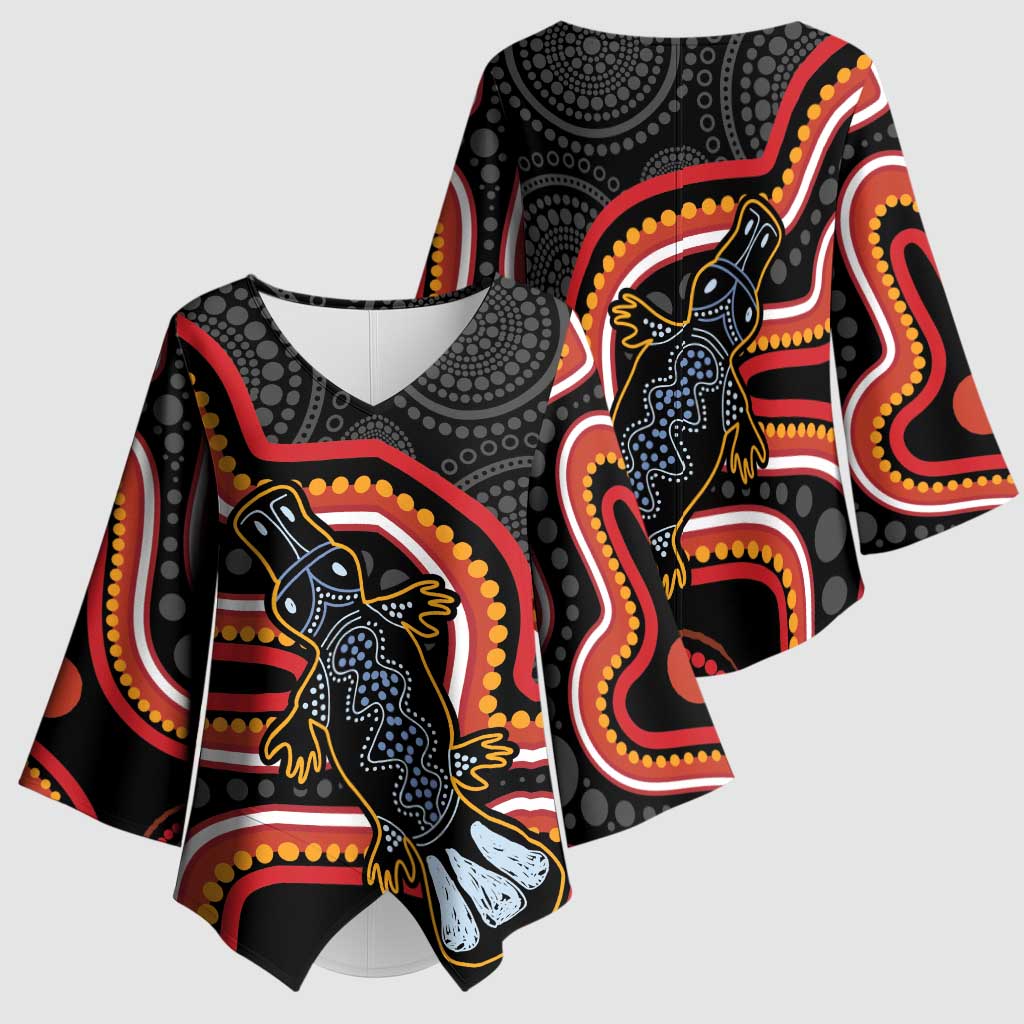 Indigenous Platypus Australia Kimono Sleeve Blouse Australian Aboriginal Art Proud