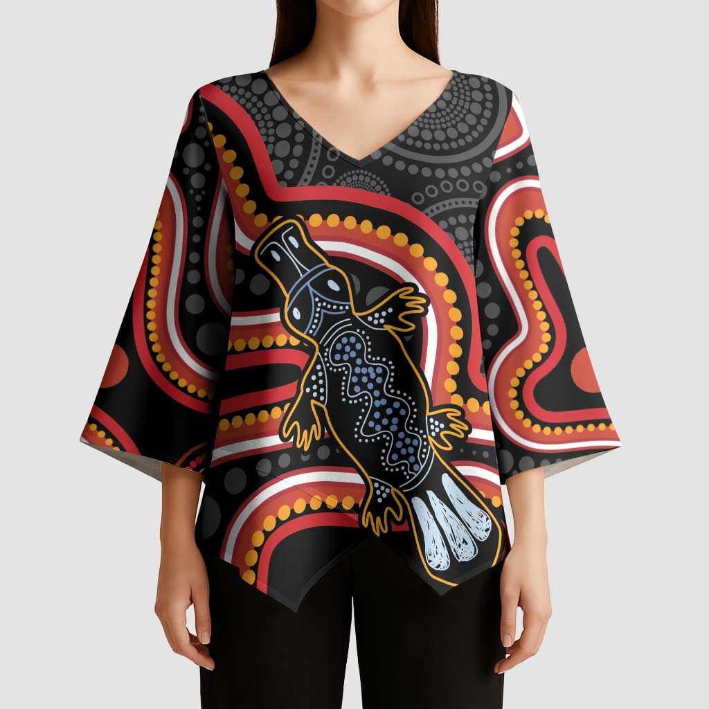 Indigenous Platypus Australia Kimono Sleeve Blouse Australian Aboriginal Art Proud