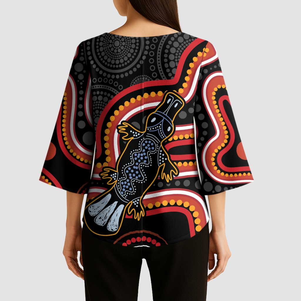 Indigenous Platypus Australia Kimono Sleeve Blouse Australian Aboriginal Art Proud