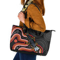 Indigenous Platypus Australia Leather Tote Bag Australian Aboriginal Art Proud