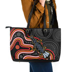 Indigenous Platypus Australia Leather Tote Bag Australian Aboriginal Art Proud