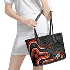 Indigenous Platypus Australia Leather Tote Bag Australian Aboriginal Art Proud