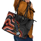 Indigenous Platypus Australia Leather Tote Bag Australian Aboriginal Art Proud