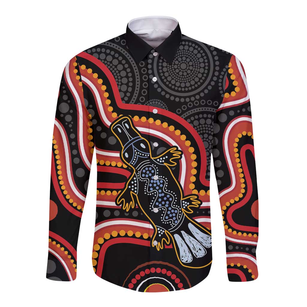 Indigenous Platypus Australia Long Sleeve Button Shirt Australian Aboriginal Art Proud