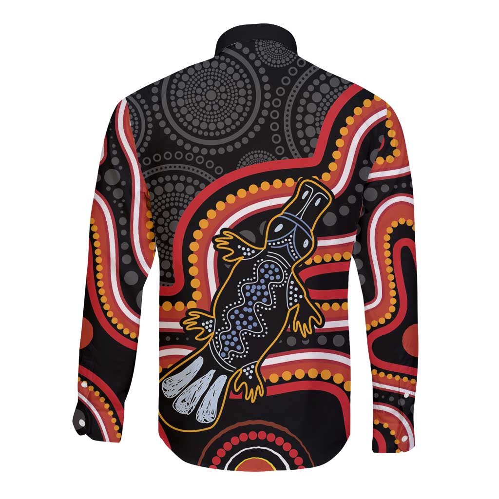 Indigenous Platypus Australia Long Sleeve Button Shirt Australian Aboriginal Art Proud