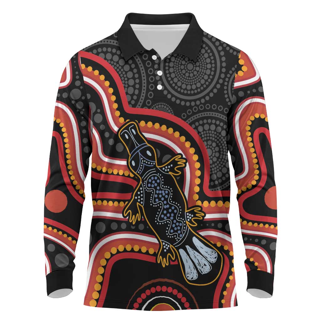 Indigenous Platypus Australia Long Sleeve Polo Shirt Australian Aboriginal Art Proud