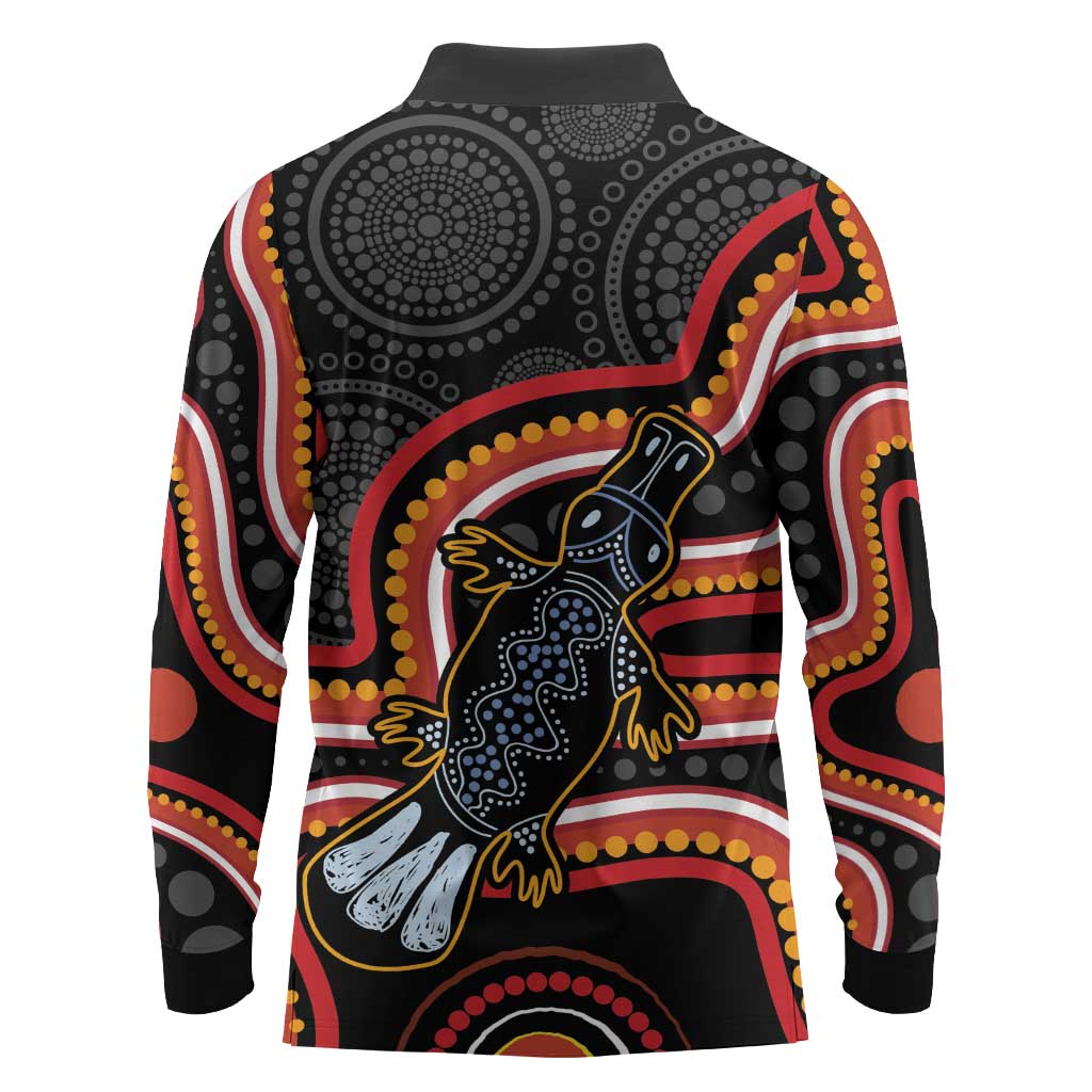 Indigenous Platypus Australia Long Sleeve Polo Shirt Australian Aboriginal Art Proud