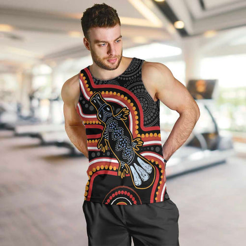 Indigenous Platypus Australia Men Tank Top Australian Aboriginal Art Proud