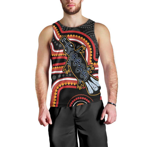 Indigenous Platypus Australia Men Tank Top Australian Aboriginal Art Proud