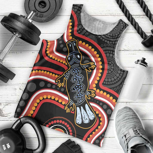 Indigenous Platypus Australia Men Tank Top Australian Aboriginal Art Proud