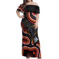 Indigenous Platypus Australia Off Shoulder Maxi Dress Australian Aboriginal Art Proud