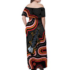 Indigenous Platypus Australia Off Shoulder Maxi Dress Australian Aboriginal Art Proud